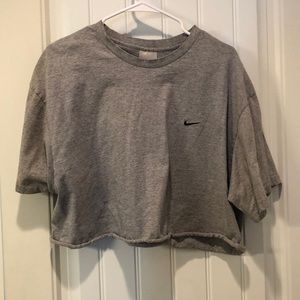 gray nike crop top